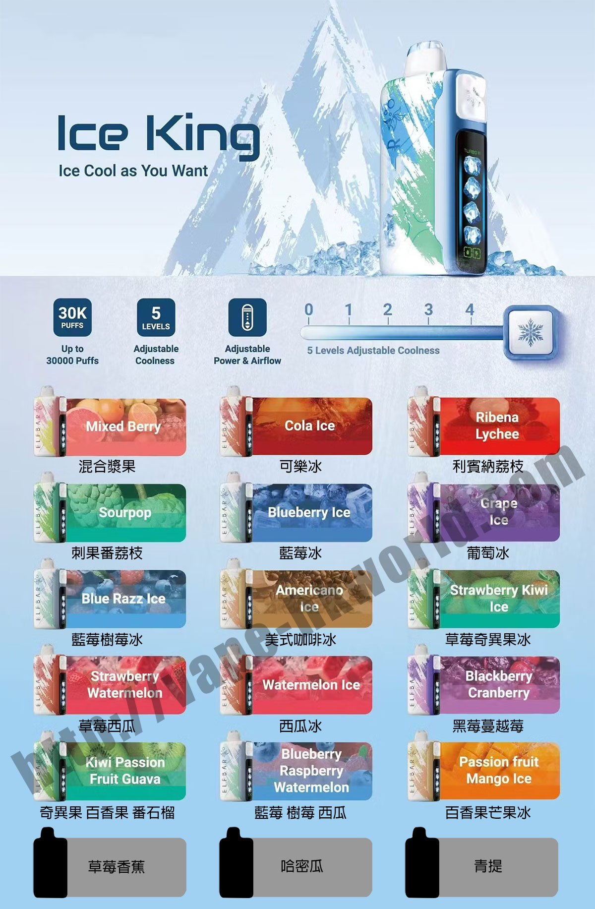 Elfbar ice king 30000 puff 一次性電子煙 vape|30k 口可調冰度|2025 新品優惠 1 Elfbar-3000 Vape 電子煙 煙彈