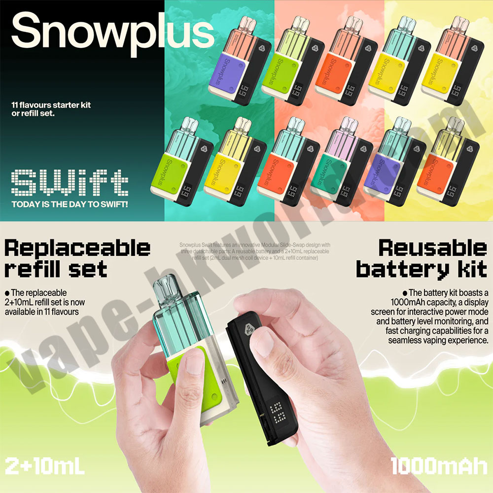 (新產品)Snowplus 雪加積木 Swift 15000口可換彈電子煙套裝